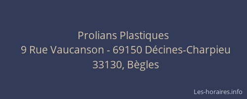 Prolians Plastiques