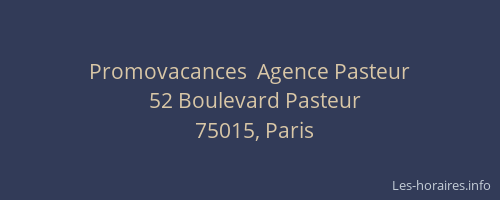 Promovacances  Agence Pasteur