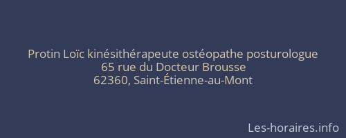 Protin Loïc kinésithérapeute ostéopathe posturologue