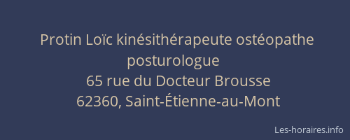 Protin Lo&iuml;c kin&eacute;sith&eacute;rapeute ost&eacute;opathe posturologue