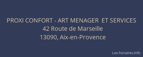 PROXI CONFORT - ART MENAGER  ET SERVICES