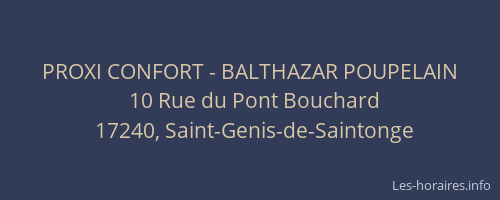 PROXI CONFORT - BALTHAZAR POUPELAIN