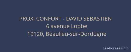 PROXI CONFORT - DAVID SEBASTIEN