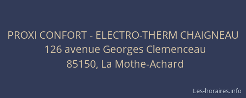 PROXI CONFORT - ELECTRO-THERM CHAIGNEAU