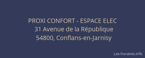 PROXI CONFORT - ESPACE ELEC