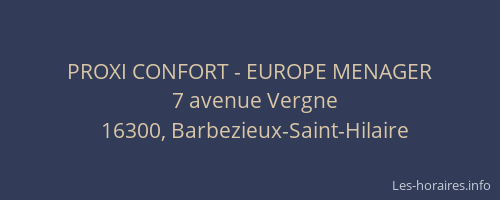 PROXI CONFORT - EUROPE MENAGER
