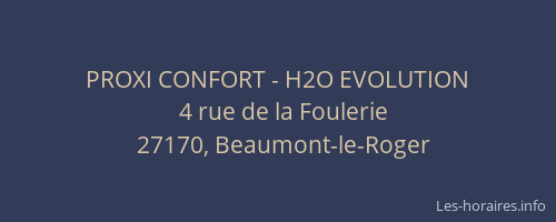 PROXI CONFORT - H2O EVOLUTION