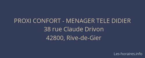 PROXI CONFORT - MENAGER TELE DIDIER