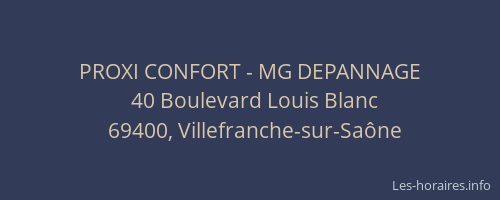 PROXI CONFORT - MG DEPANNAGE