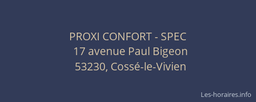 PROXI CONFORT - SPEC