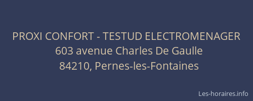 PROXI CONFORT - TESTUD ELECTROMENAGER