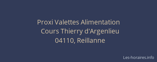 Proxi Valettes Alimentation