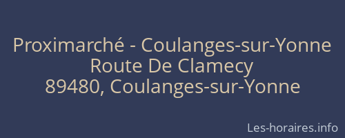 Proximarch&eacute; - Coulanges-sur-Yonne
