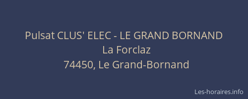 Pulsat CLUS' ELEC - LE GRAND BORNAND