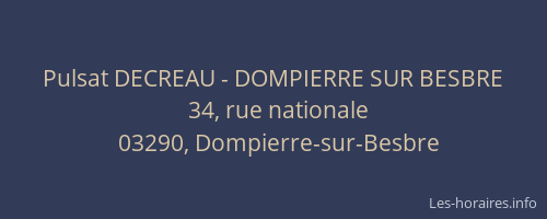 Pulsat DECREAU - DOMPIERRE SUR BESBRE
