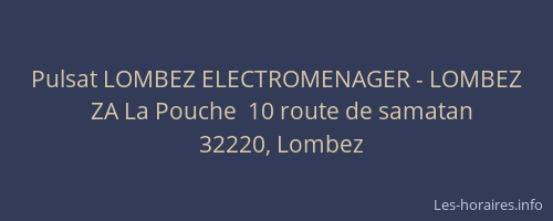 Pulsat LOMBEZ ELECTROMENAGER - LOMBEZ
