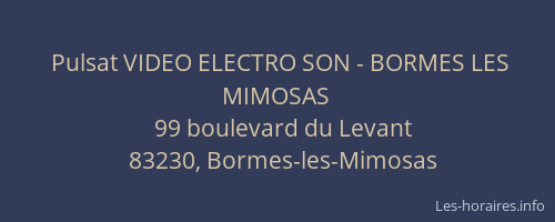 Pulsat VIDEO ELECTRO SON - BORMES LES MIMOSAS