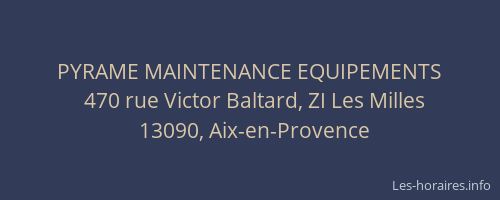 PYRAME MAINTENANCE EQUIPEMENTS