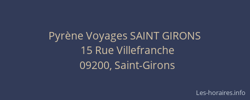 Pyrène Voyages SAINT GIRONS