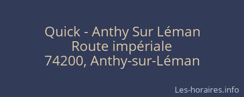 Quick - Anthy Sur Léman