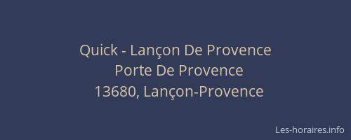 Quick - Lançon De Provence