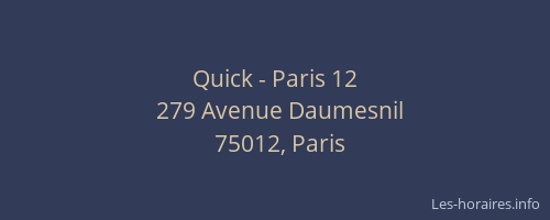 Quick - Paris 12