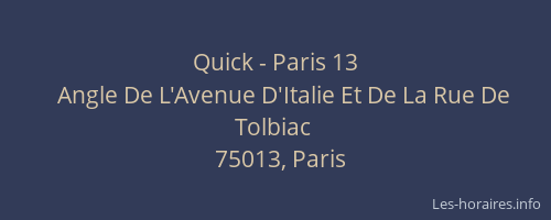 Quick - Paris 13
