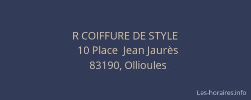 R COIFFURE DE STYLE