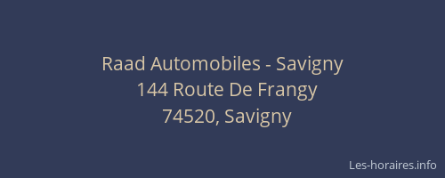 Raad Automobiles - Savigny