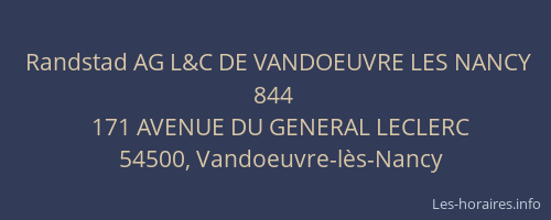 Randstad AG L&C DE VANDOEUVRE LES NANCY 844