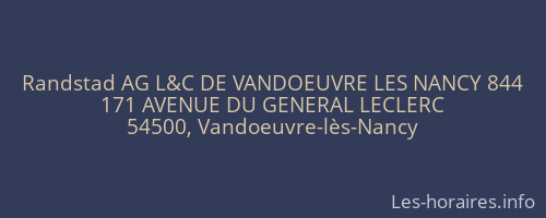 Randstad AG L&C DE VANDOEUVRE LES NANCY 844