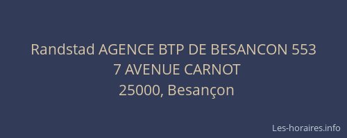 Randstad AGENCE BTP DE BESANCON 553