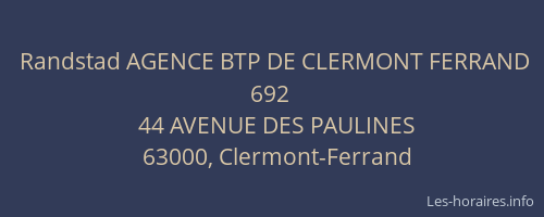 Randstad AGENCE BTP DE CLERMONT FERRAND 692