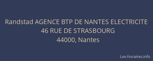 Randstad AGENCE BTP DE NANTES ELECTRICITE