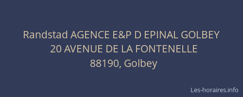 Randstad AGENCE E&P D EPINAL GOLBEY