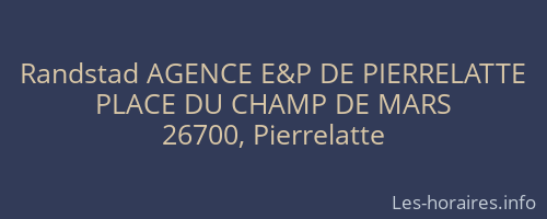 Randstad AGENCE E&P DE PIERRELATTE