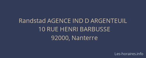 Randstad AGENCE IND D ARGENTEUIL