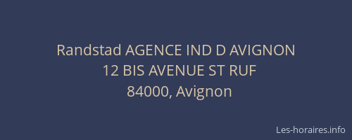 Randstad AGENCE IND D AVIGNON