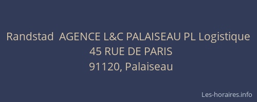 Randstad  AGENCE L&C PALAISEAU PL Logistique