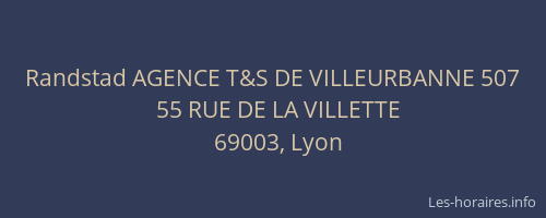 Randstad AGENCE T&S DE VILLEURBANNE 507