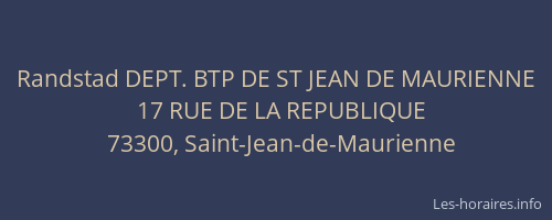 Randstad DEPT. BTP DE ST JEAN DE MAURIENNE
