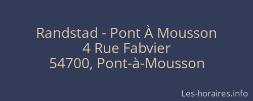 Randstad - Pont À Mousson