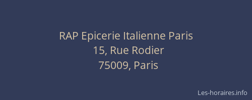 RAP Epicerie Italienne Paris