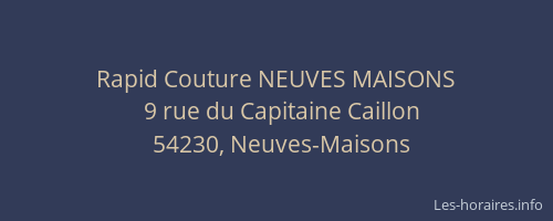 Rapid Couture NEUVES MAISONS