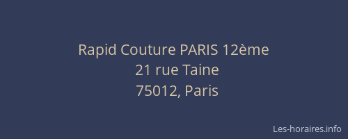Rapid Couture PARIS 12ème