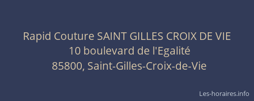 Rapid Couture SAINT GILLES CROIX DE VIE