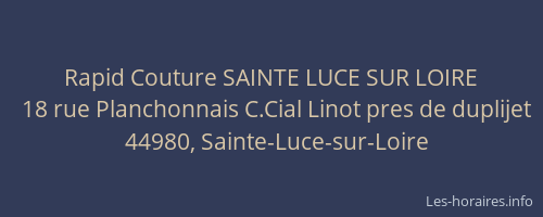 Rapid Couture SAINTE LUCE SUR LOIRE