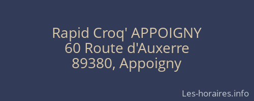 Rapid Croq' APPOIGNY