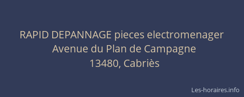 RAPID DEPANNAGE pieces electromenager