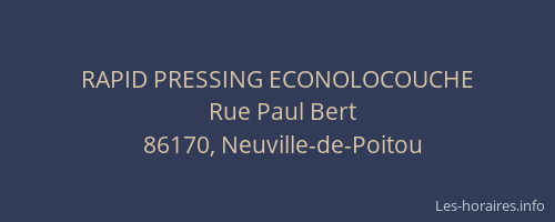 RAPID PRESSING ECONOLOCOUCHE